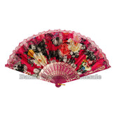 Wholesale Beautiful Flower Design Lace Oriental Hand Fans - Assorted